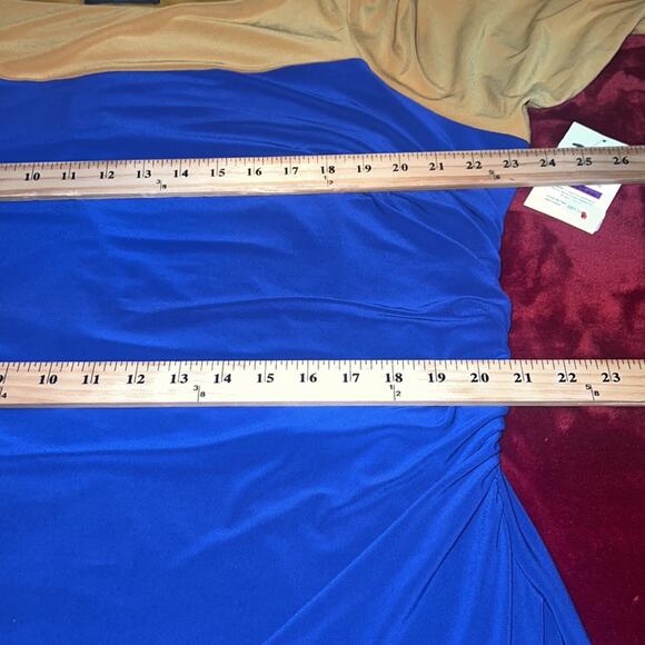 NWT Kasper Plus Size XXL Colorblock Sheath Dress Faux Wrap Ruched Stretch - Picture 7 of 10